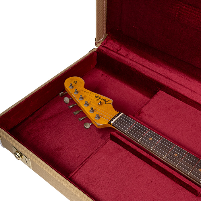 Fender Custom Shop Limited Edition 1959 Stratocaster Super Heavy Relic Aged Black Over Chocolate 3 Ton Sunburst Elektro Gitar